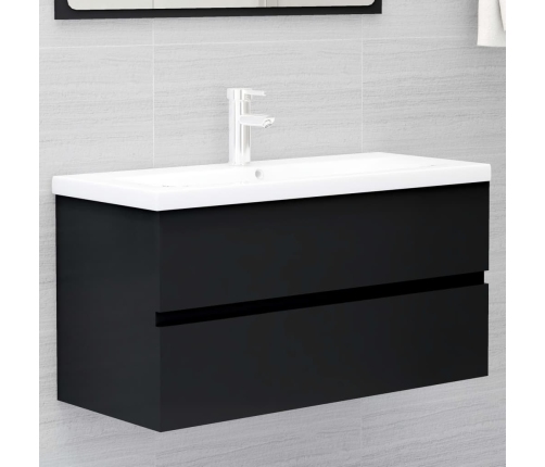 Armario para lavabo madera contrachapada negro 90x38,5x45 cm