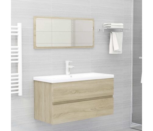 Armario lavabo madera contrachapada roble Sonoma 90x38,5x45 cm