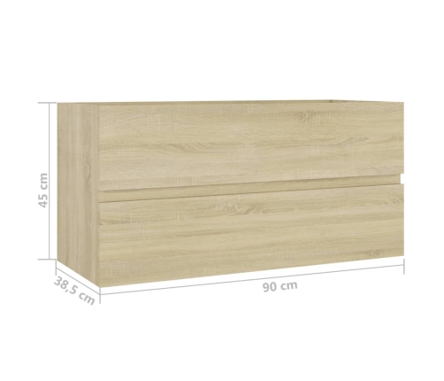 Armario lavabo madera contrachapada roble Sonoma 90x38,5x45 cm