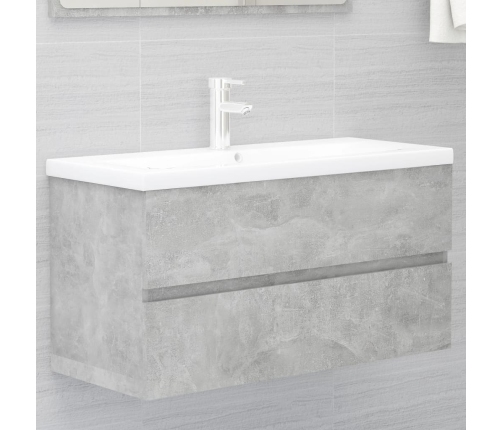 Armario para lavabo contrachapada gris hormigón 90x38,5x45 cm