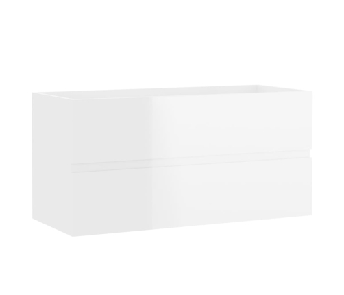 Mueble de lavabo madera ingeniería blanco brillo 90x38,5x45 cm