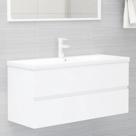 Armario para lavabo madera contrachapada blanco 100x38,5x45 cm