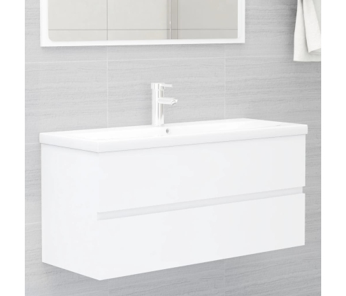 Armario para lavabo madera contrachapada blanco 100x38,5x45 cm