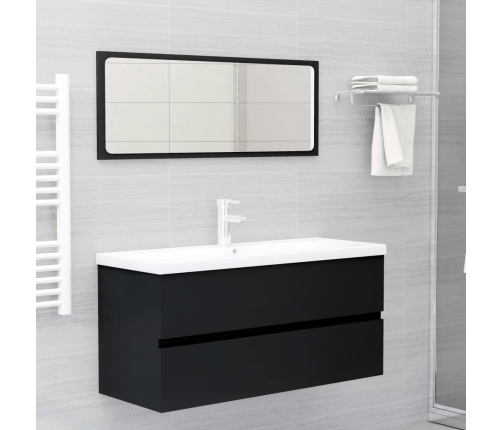 Armario para lavabo madera contrachapada negro100x38,5x45 cm