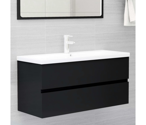 Armario para lavabo madera contrachapada negro100x38,5x45 cm