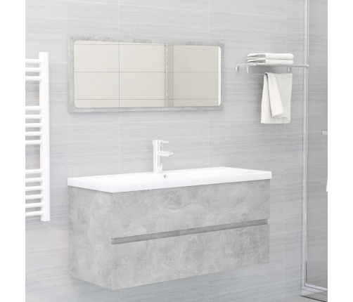 Armario para lavabo contrachapada gris hormigón 100x38,5x45 cm