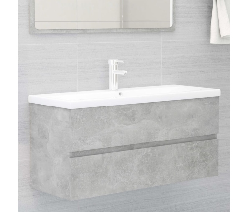 Armario para lavabo contrachapada gris hormigón 100x38,5x45 cm