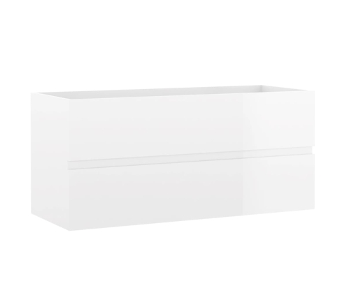 Mueble de lavabo madera ingeniería blanco brillo 100x38,5x45 cm