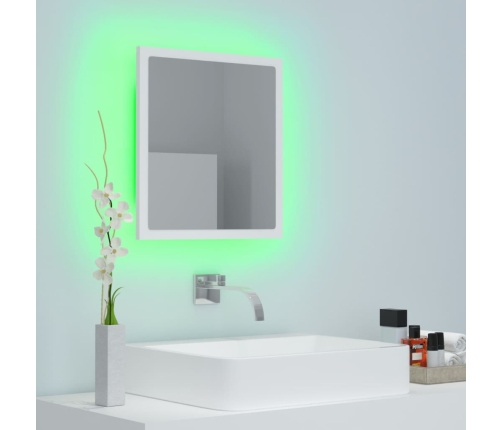 Espejo de baño LED acrílico blanco 40x8,5x37 cm