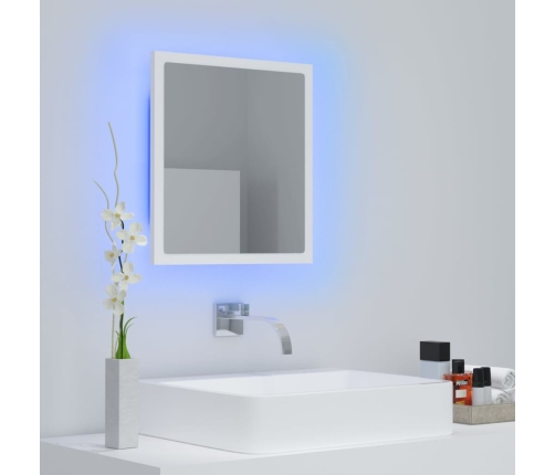 Espejo de baño LED acrílico blanco 40x8,5x37 cm