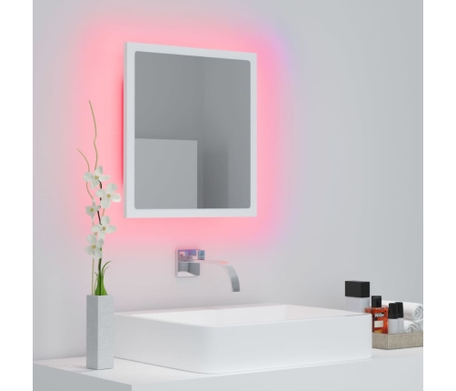 Espejo de baño LED acrílico blanco 40x8,5x37 cm