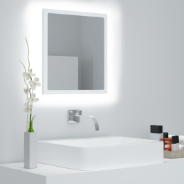 Espejo de baño LED acrílico blanco 40x8,5x37 cm