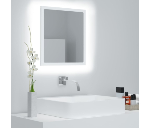 Espejo de baño LED acrílico blanco 40x8,5x37 cm