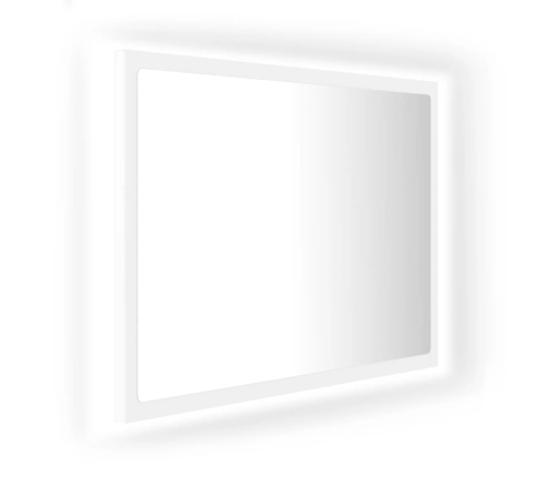 Espejo de baño LED acrílico blanco 60x8,5x37 cm