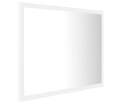 Espejo de baño LED acrílico blanco 60x8,5x37 cm