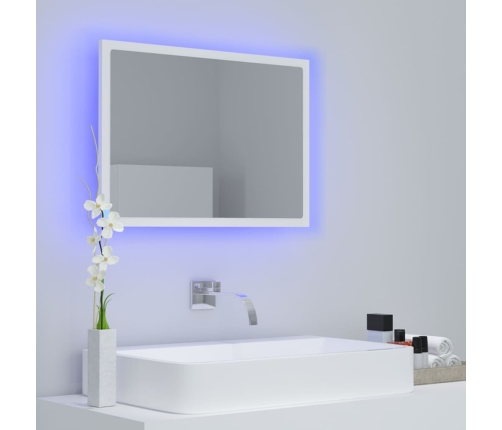 Espejo de baño LED acrílico blanco 60x8,5x37 cm