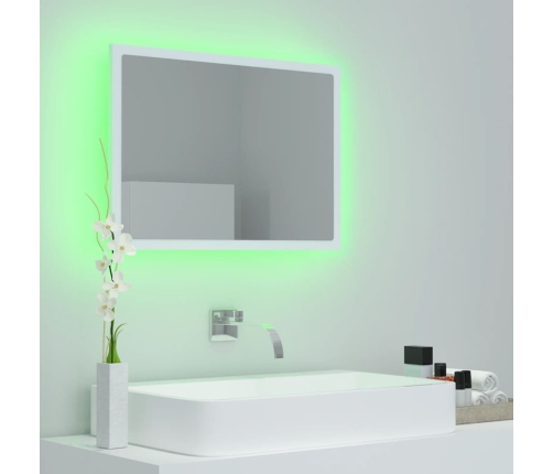 Espejo de baño LED acrílico blanco 60x8,5x37 cm