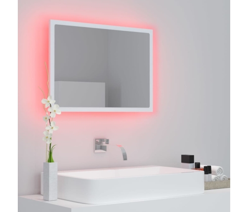 Espejo de baño LED acrílico blanco 60x8,5x37 cm