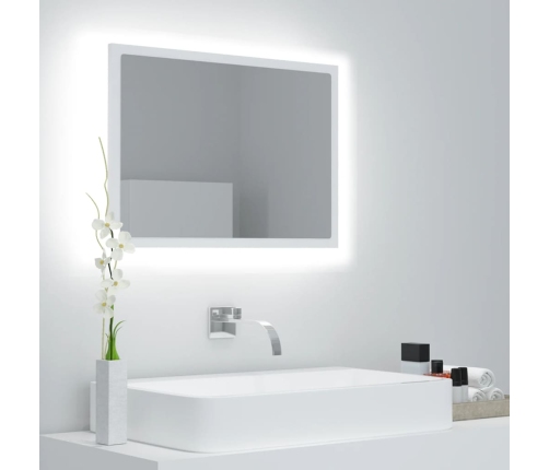 Espejo de baño LED acrílico blanco 60x8,5x37 cm