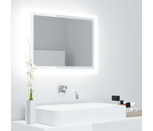 Espejo de baño acrílico blanco brillo 60x8,5x37 cm