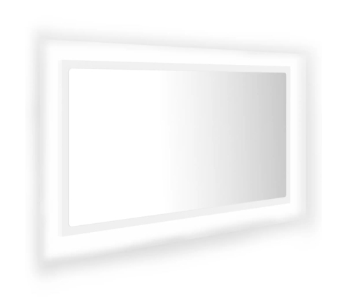 Espejo de baño LED acrílico blanco 80x8,5x37 cm