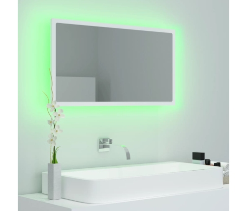 Espejo de baño LED acrílico blanco 80x8,5x37 cm