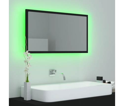 Espejo baño LED negro acrílico 80x8,5x37 cm