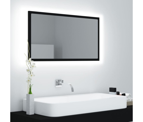 Espejo baño LED negro acrílico 80x8,5x37 cm