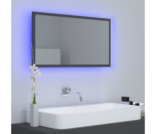 Espejo de baño LED acrílico gris 80x8,5x37 cm