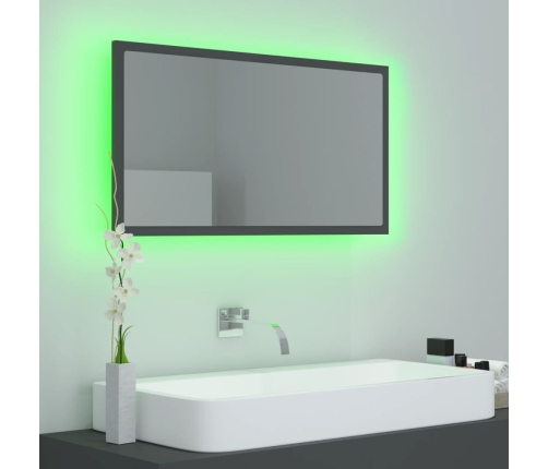 Espejo de baño LED acrílico gris 80x8,5x37 cm