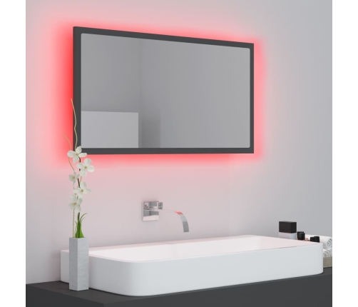 Espejo de baño LED acrílico gris 80x8,5x37 cm