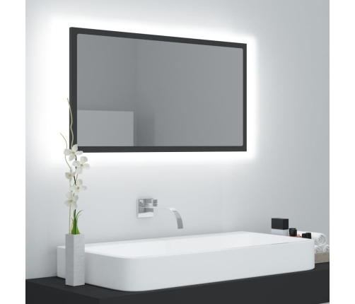 Espejo de baño LED acrílico gris 80x8,5x37 cm