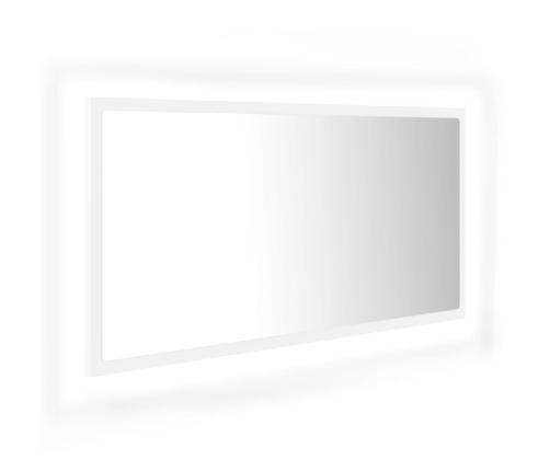 Espejo de baño LED acrílico blanco 90x8,5x37 cm