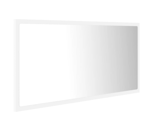 Espejo de baño LED acrílico blanco 90x8,5x37 cm