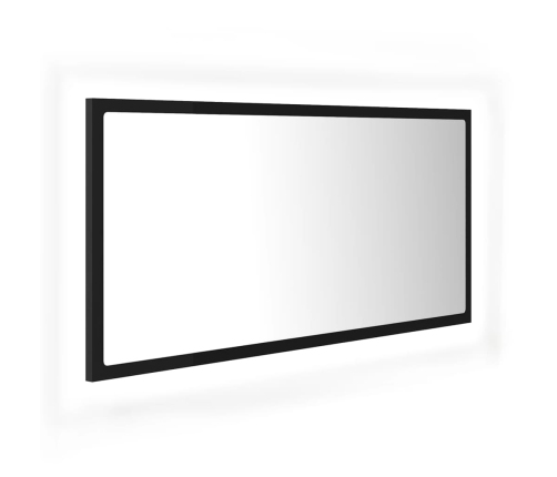 Espejo de baño LED acrílico negro brillo 90x8,5x37 cm