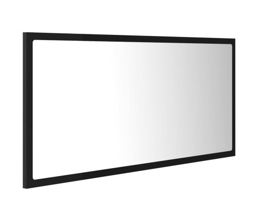 Espejo de baño LED acrílico negro brillo 90x8,5x37 cm