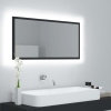 Espejo de baño LED acrílico gris brillo 90x8,5x37 cm