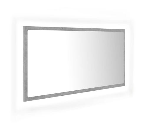 Espejo de baño LED acrílico gris hormigón 90x8,5x37 cm