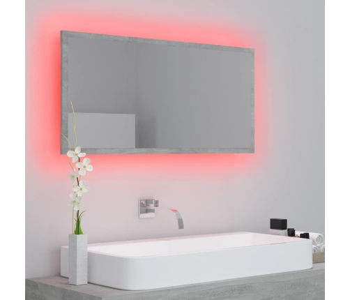 Espejo de baño LED acrílico gris hormigón 90x8,5x37 cm