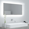 Espejo de baño LED acrílico gris hormigón 90x8,5x37 cm