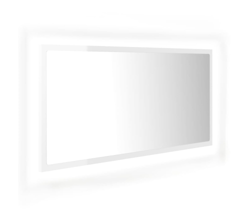 Espejo de baño LED crílico blanco brillo 90x8,5x37 cm