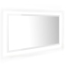 Espejo de baño LED crílico blanco brillo 90x8,5x37 cm