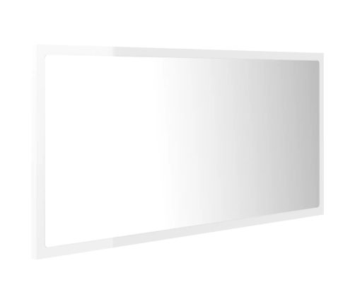 Espejo de baño LED crílico blanco brillo 90x8,5x37 cm