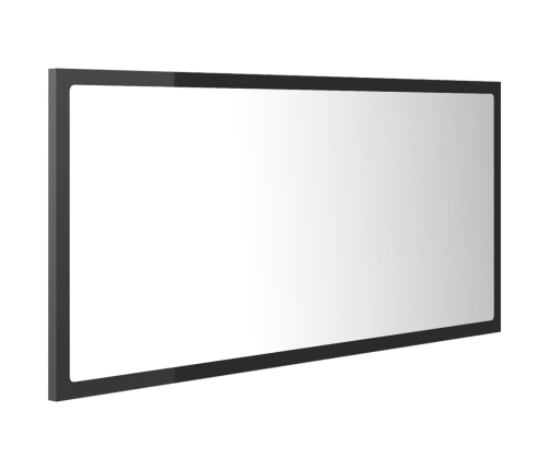 Espejo de baño LED acrílico gris brillo 90x8,5x37 cm