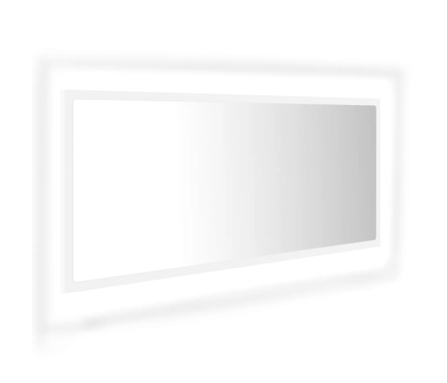 Espejo de baño LED acrílico blanco 100x8,5x37 cm