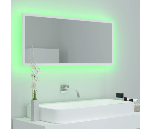 Espejo de baño LED acrílico blanco 100x8,5x37 cm