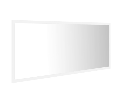 Espejo de baño LED acrílico blanco 100x8,5x37 cm