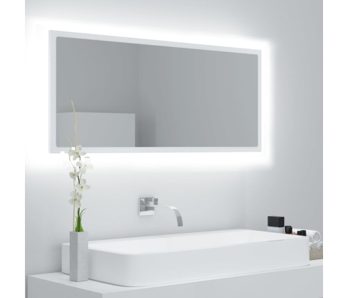 Espejo de baño LED acrílico blanco 100x8,5x37 cm