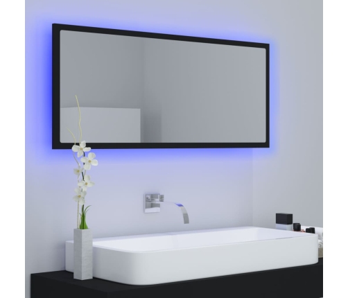 Espejo de baño LED acrílico negro 100x8,5x37 cm