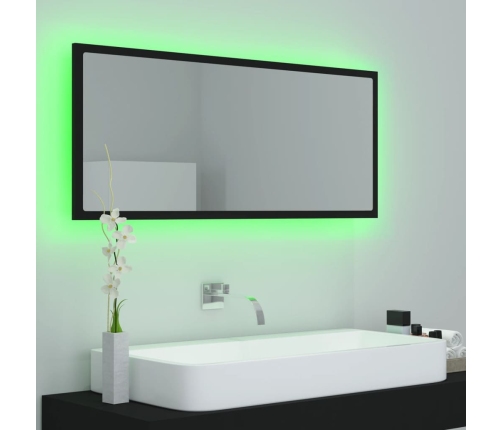 Espejo de baño LED acrílico negro 100x8,5x37 cm